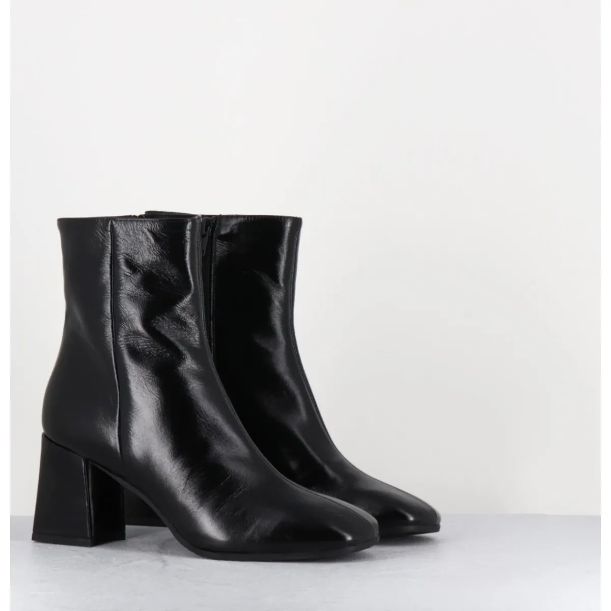Boots^GARRICE LAB Boots en cuir souple bout carré à talon - SELIA VERLUX NERO NOIR