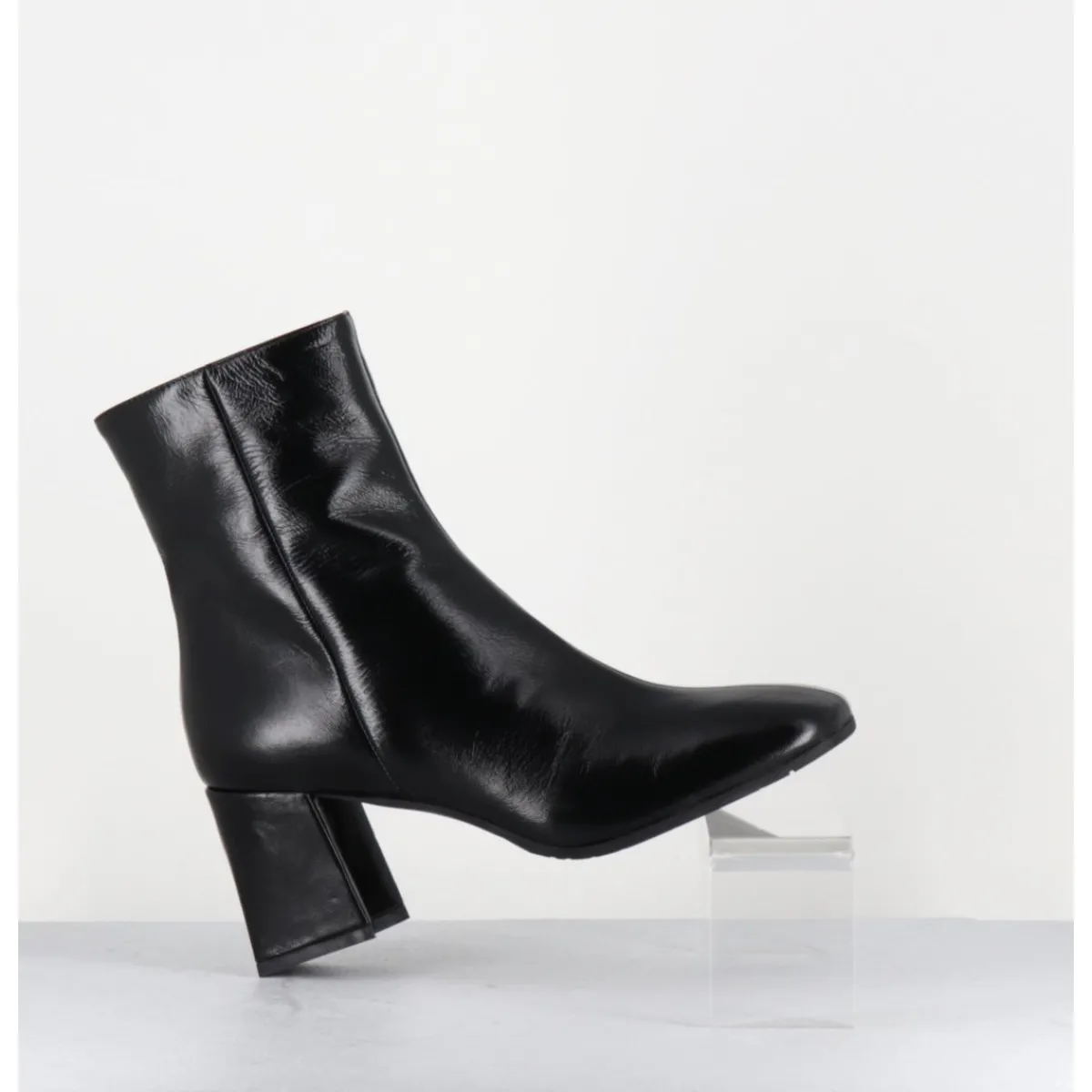 Boots^GARRICE LAB Boots en cuir souple bout carré à talon - SELIA VERLUX NERO NOIR