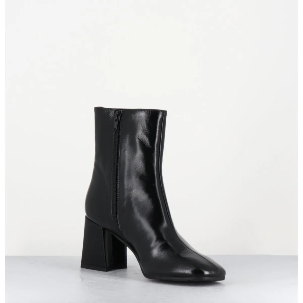 Boots^GARRICE LAB Boots en cuir souple bout carré à talon - SELIA VERLUX NERO NOIR