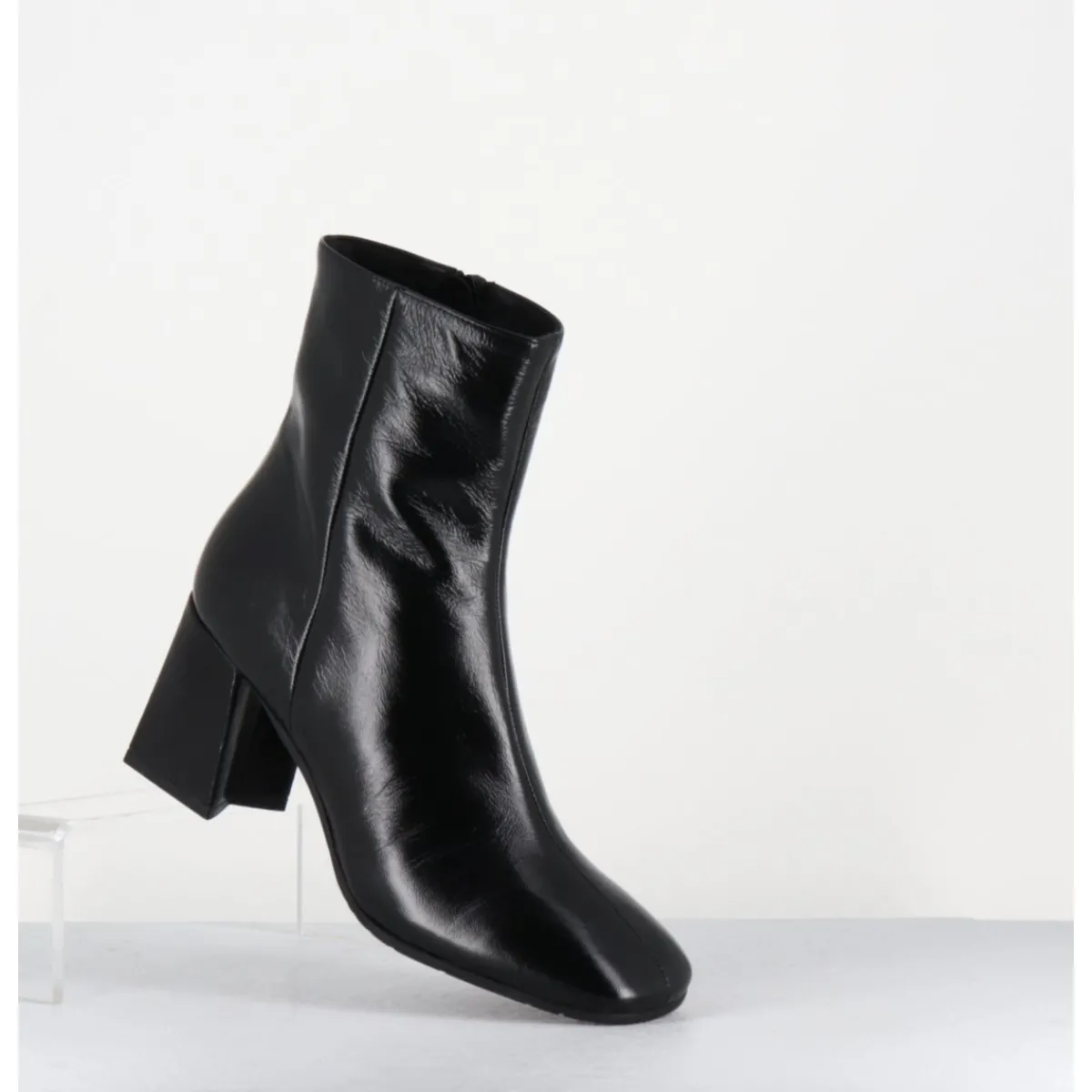 Boots^GARRICE LAB Boots en cuir souple bout carré à talon - SELIA VERLUX NERO NOIR