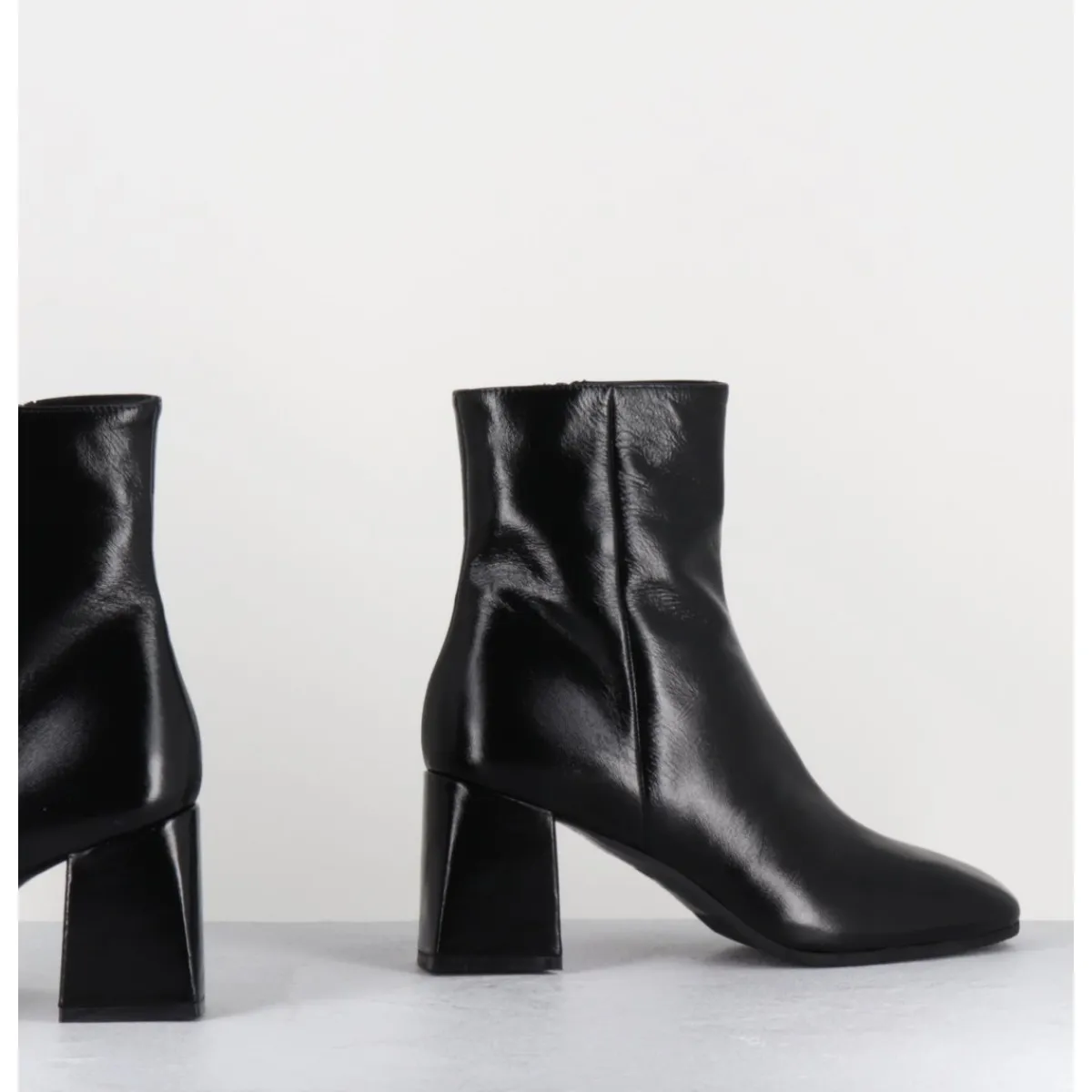 Boots^GARRICE LAB Boots en cuir souple bout carré à talon - SELIA VERLUX NERO NOIR