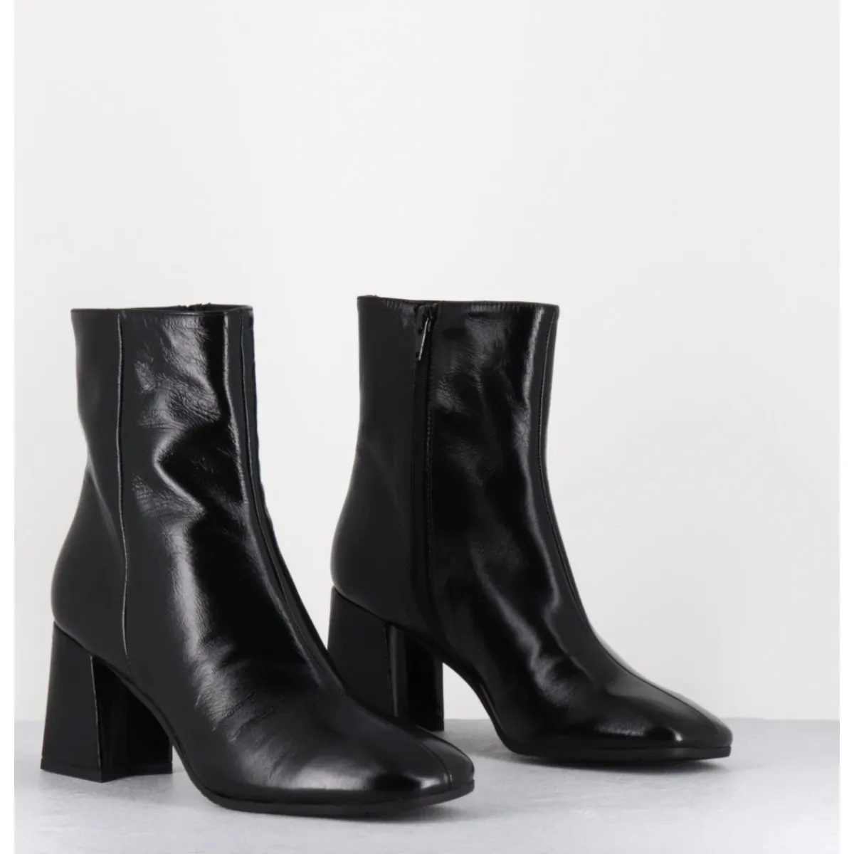Boots^GARRICE LAB Boots en cuir souple bout carré à talon - SELIA VERLUX NERO NOIR