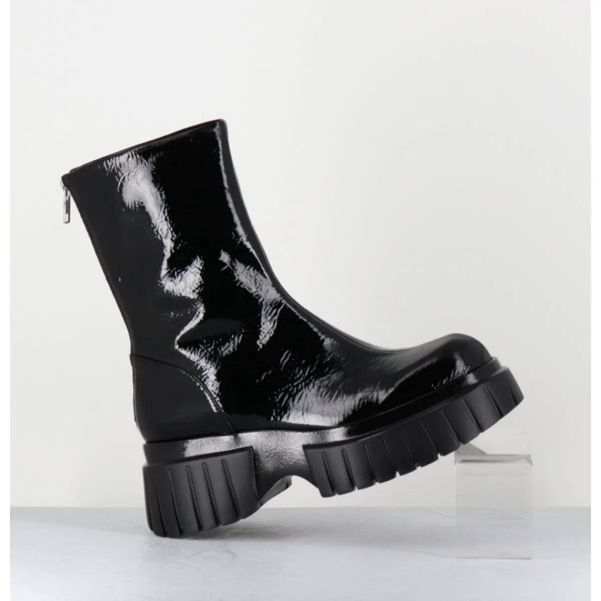 Boots^GARRICE LAB Boots en cuir vernis semelle épaisse - MELIA2 CINDY NERO NOIR