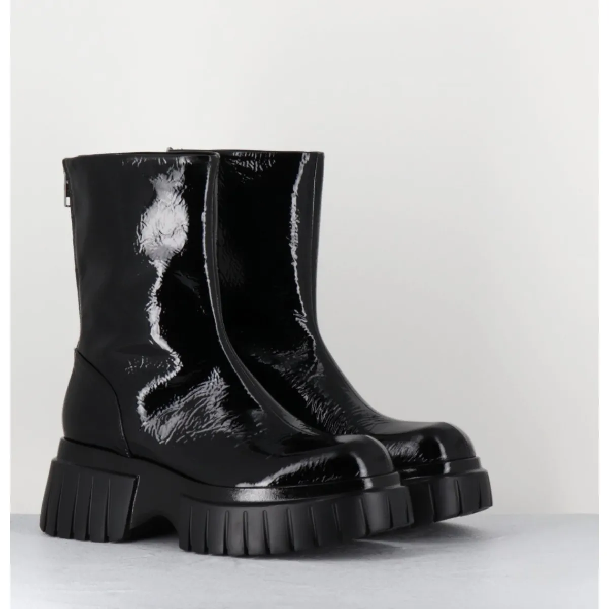 Boots^GARRICE LAB Boots en cuir vernis semelle épaisse - MELIA2 CINDY NERO NOIR
