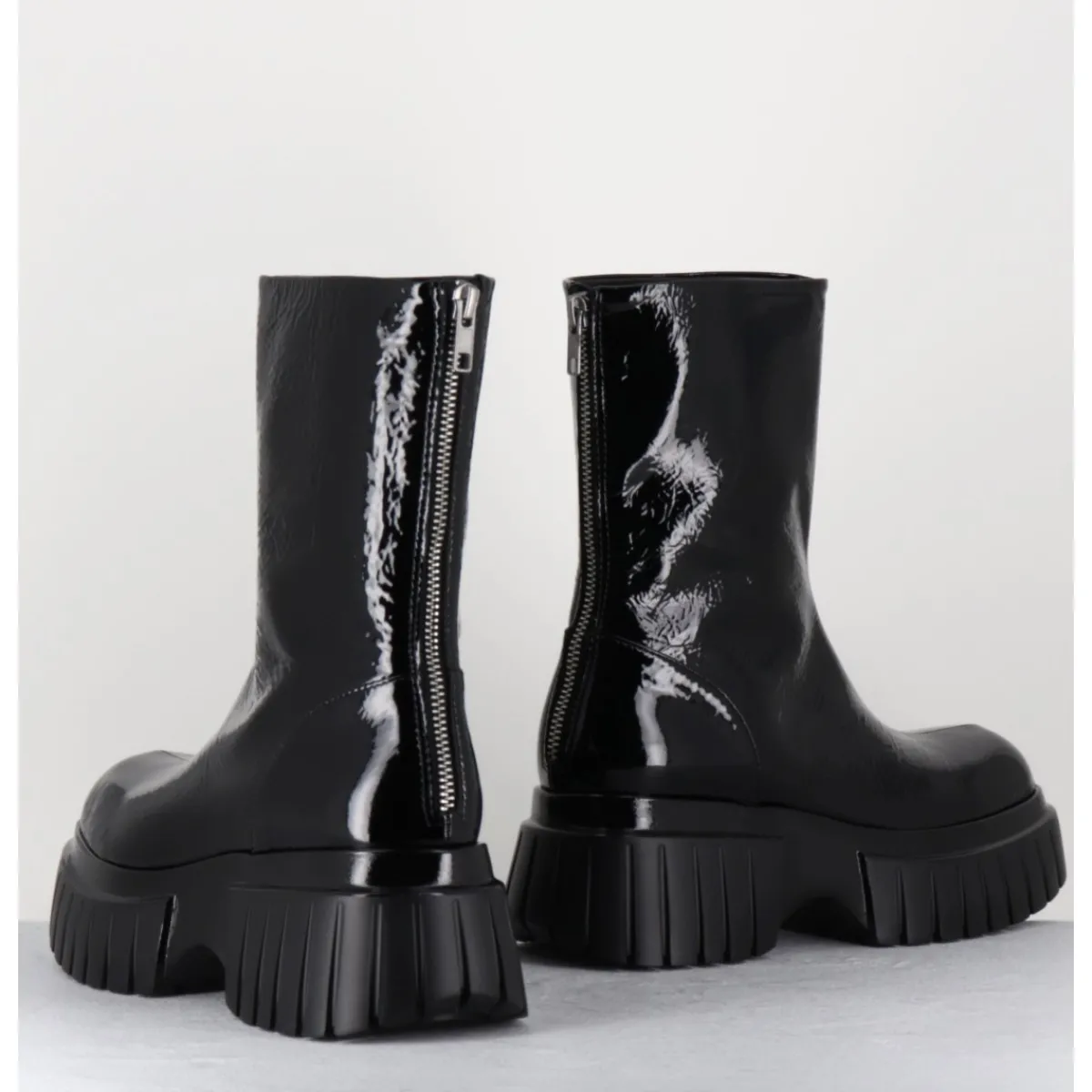 Boots^GARRICE LAB Boots en cuir vernis semelle épaisse - MELIA2 CINDY NERO NOIR