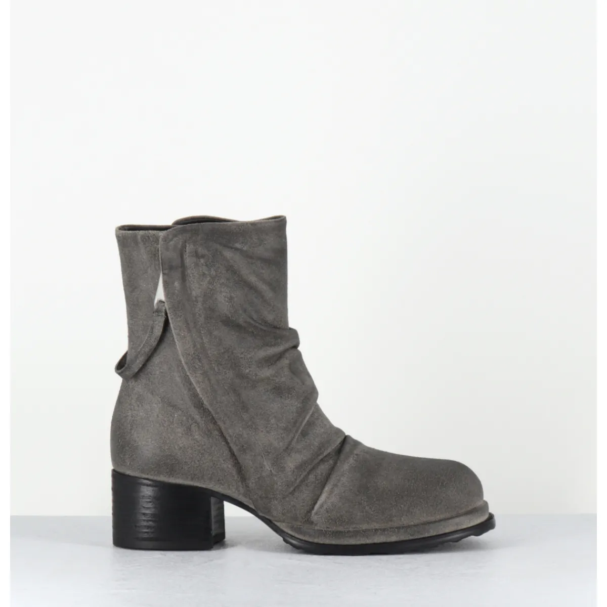 Boots | Bikers^MALLONI Boots en daim brossé double zip petit talon - PASOLINI ANKLE BOOT GRIS