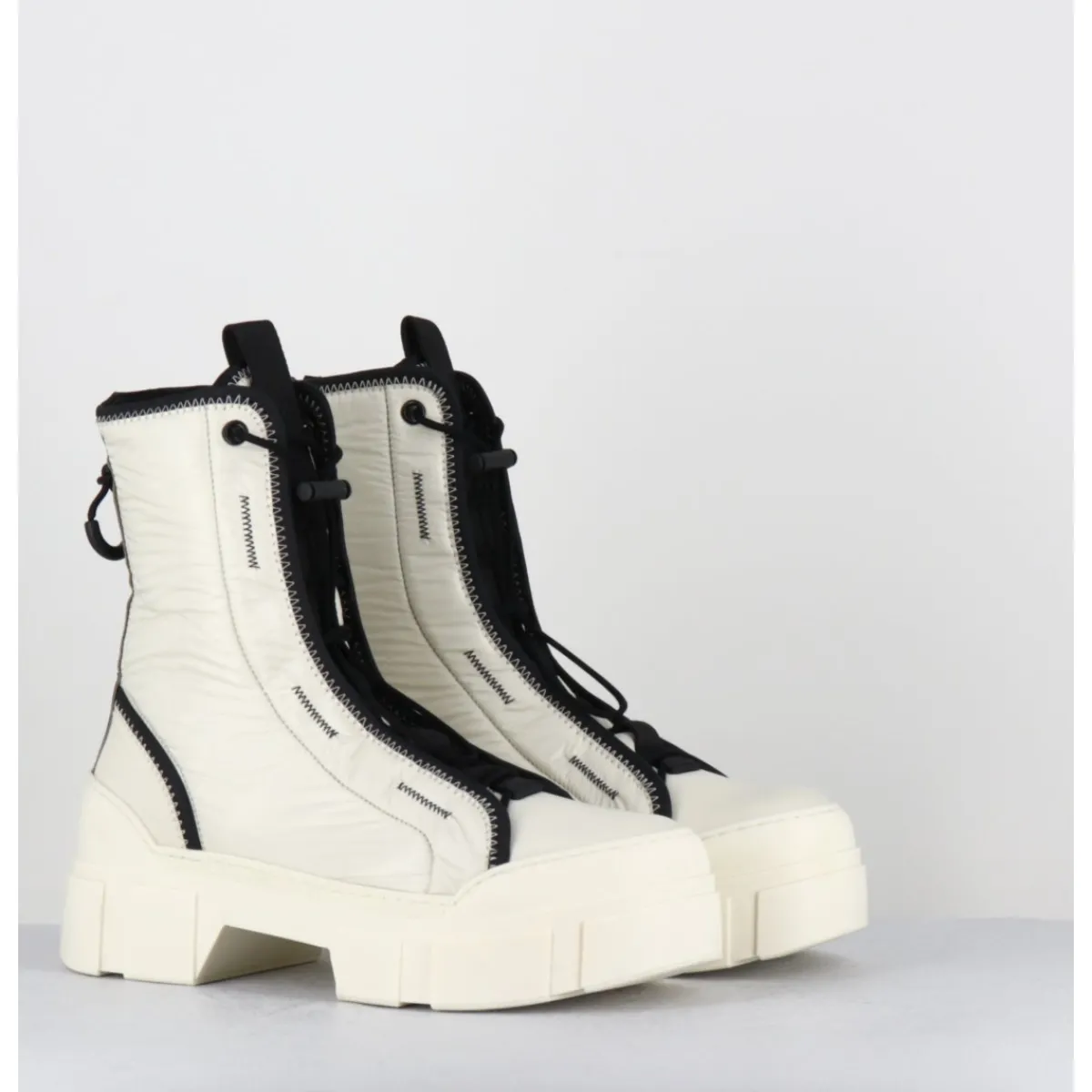 Boots^VIC MATIE Boots en nylon cassé & élastique réglable - 1D7300D SILK WIRE BLANC