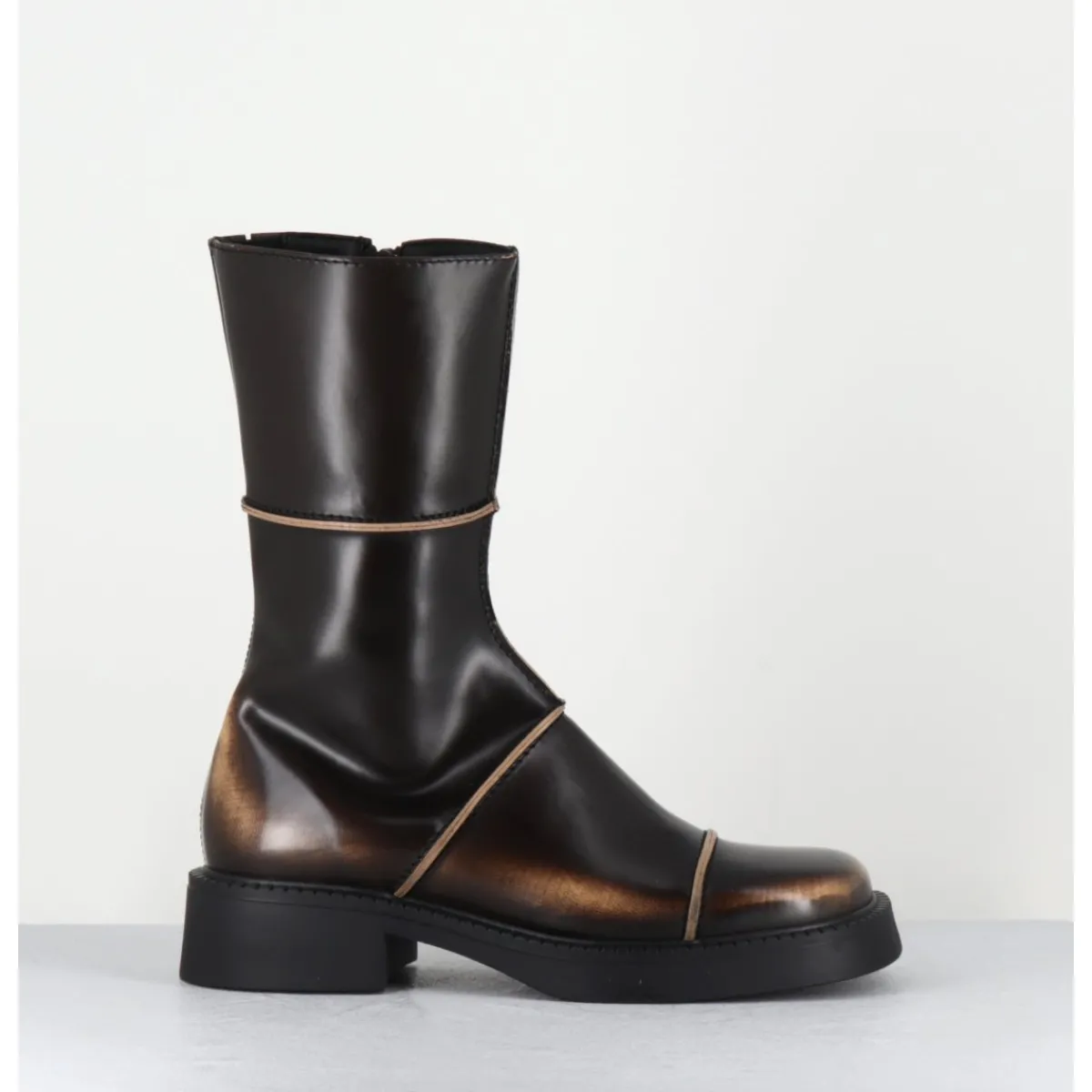 Boots^E8 BY MIISTA Boots & beige bout carré 90s - DAHLIA BROWN BOOTS MARRON