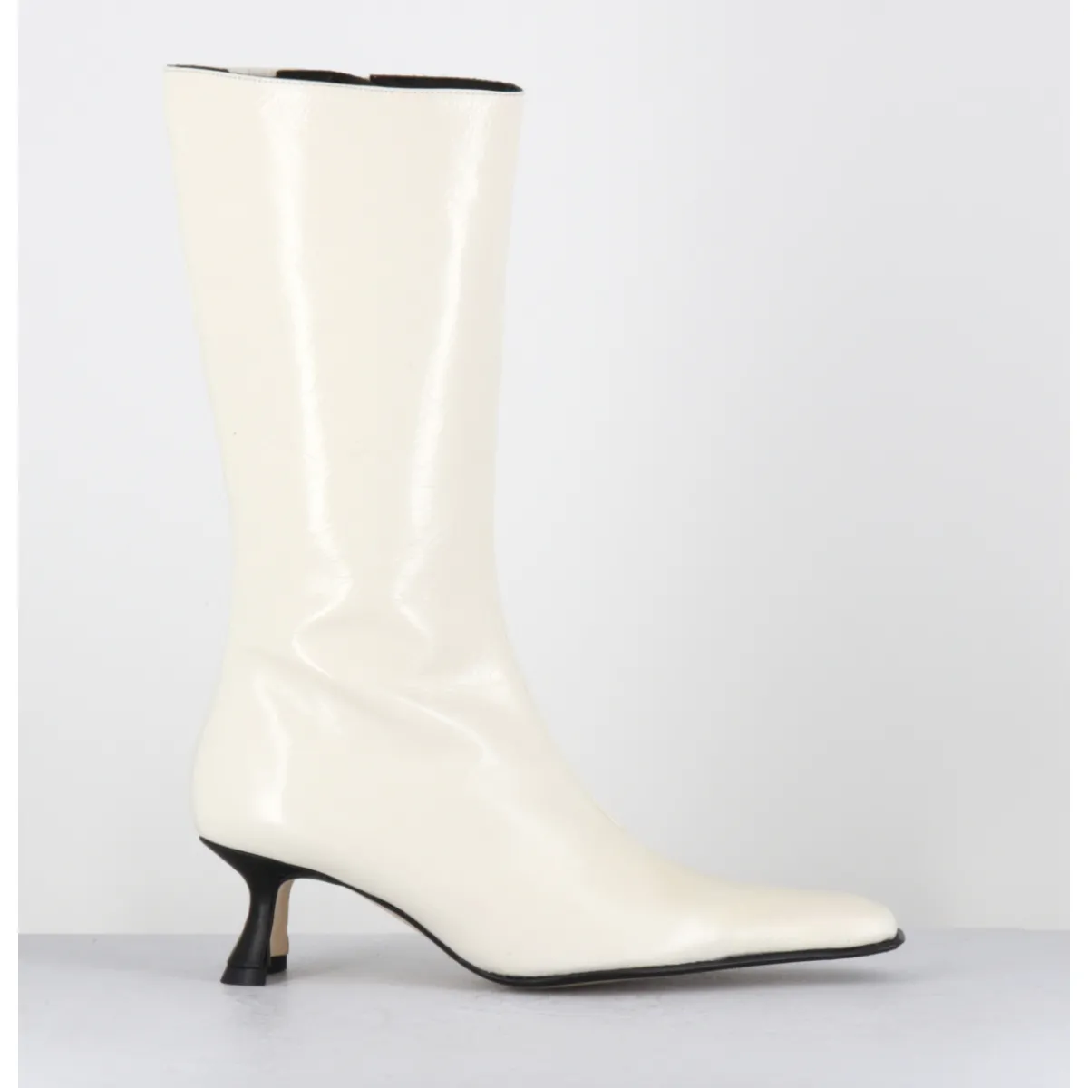 Boots^MIISTA Boots naplak petit talon noir - RILLA OFF WHITE BOOTS BLANC