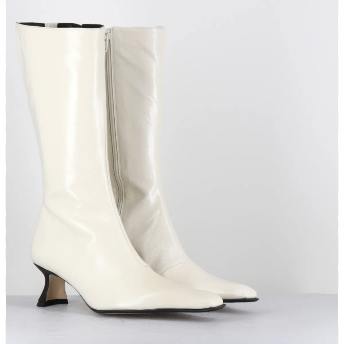 Boots^MIISTA Boots naplak petit talon noir - RILLA OFF WHITE BOOTS BLANC