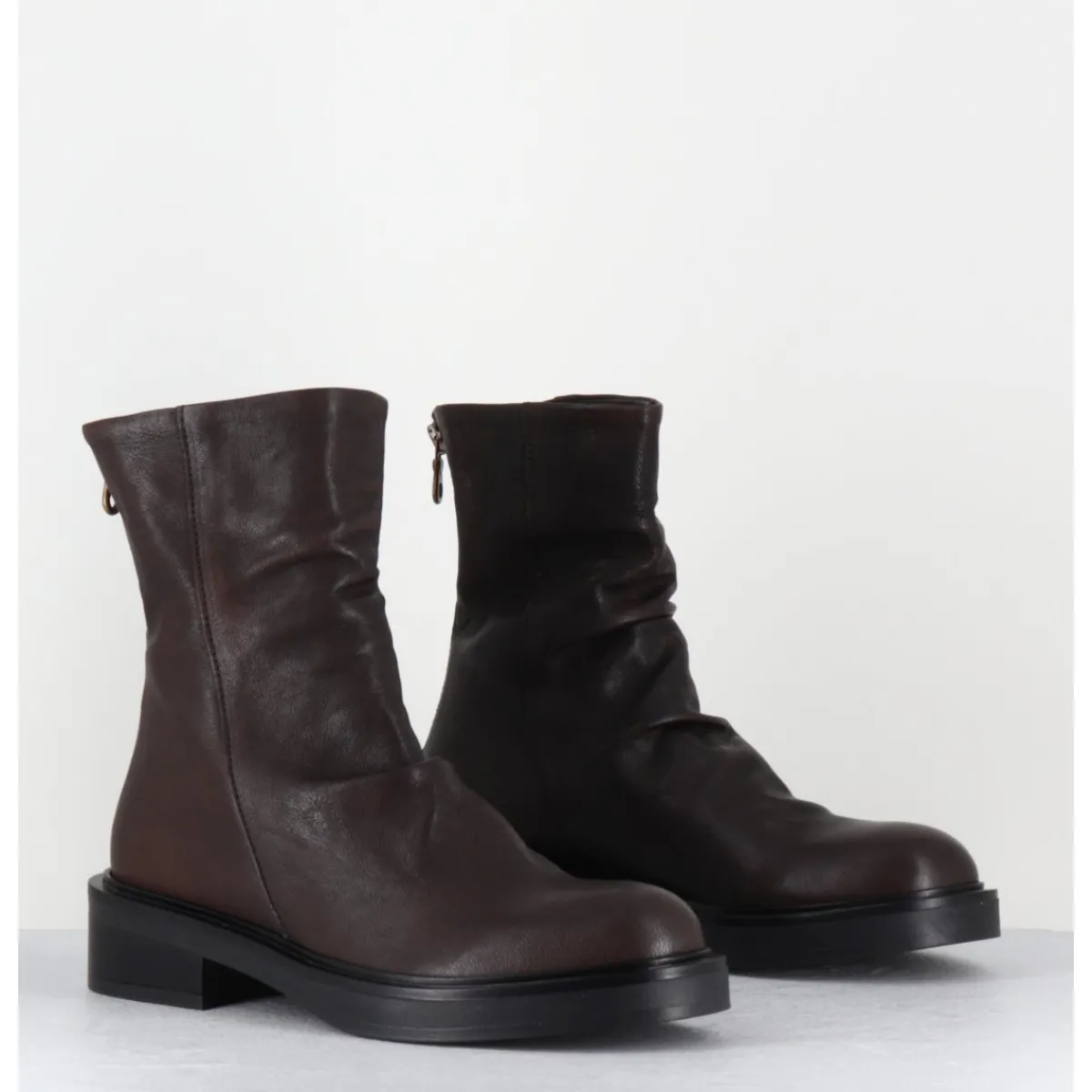 Boots^GARRICE LAB Boots plates en cuir - NATORI LAVATO T MORO MARRON