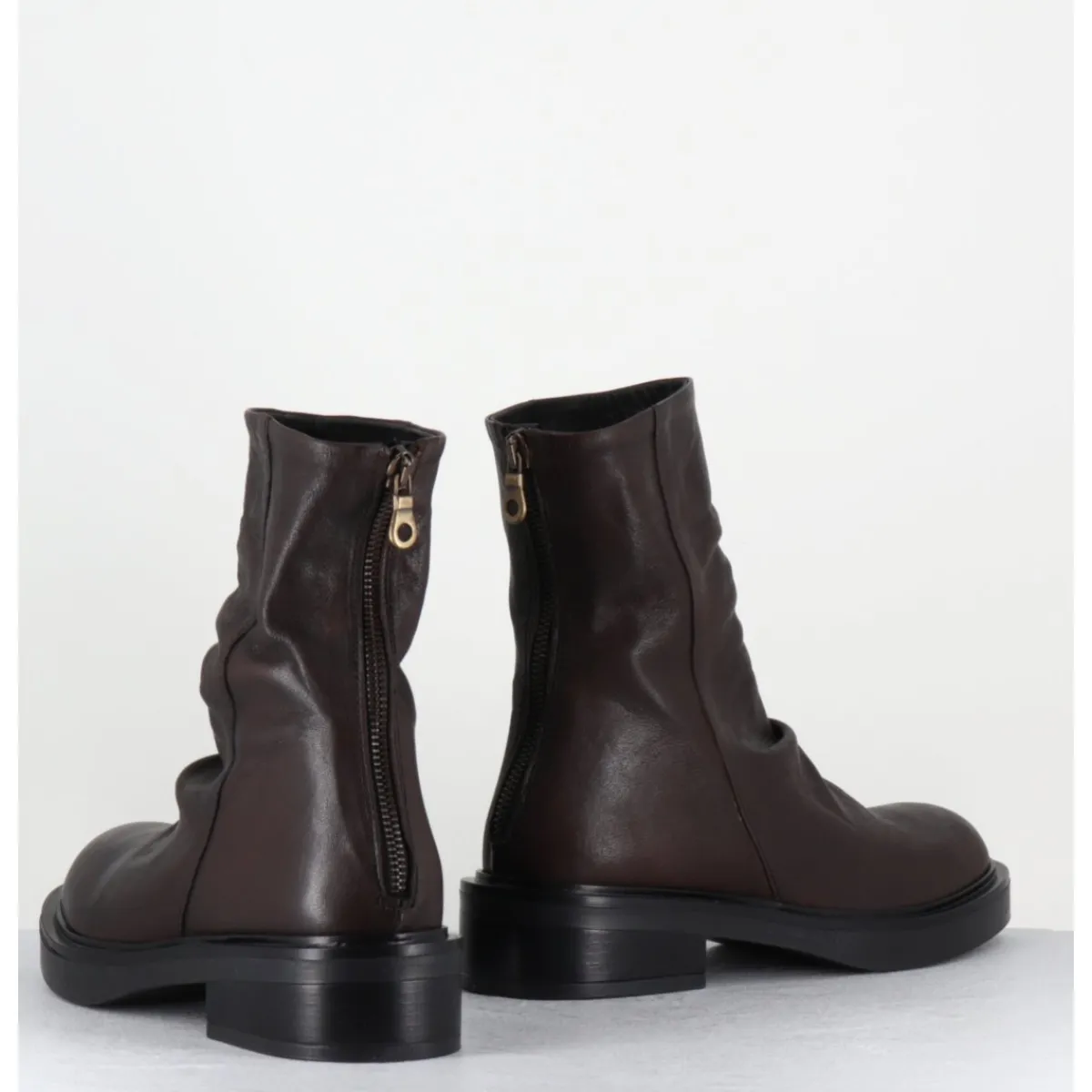 Boots^GARRICE LAB Boots plates en cuir - NATORI LAVATO T MORO MARRON