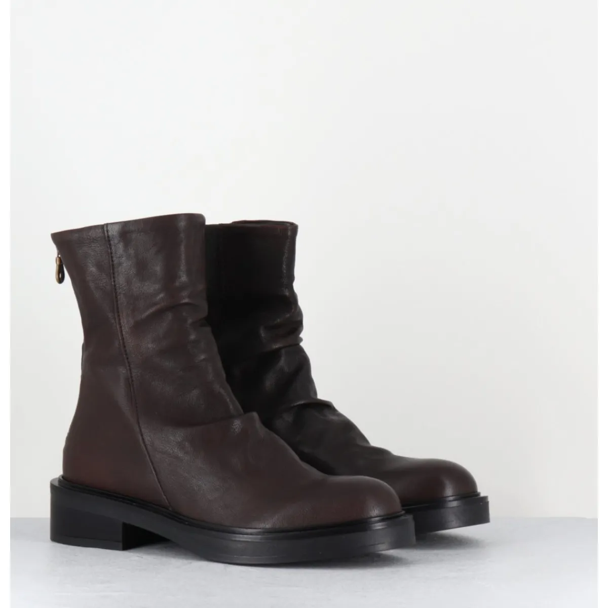 Boots^GARRICE LAB Boots plates en cuir - NATORI LAVATO T MORO MARRON