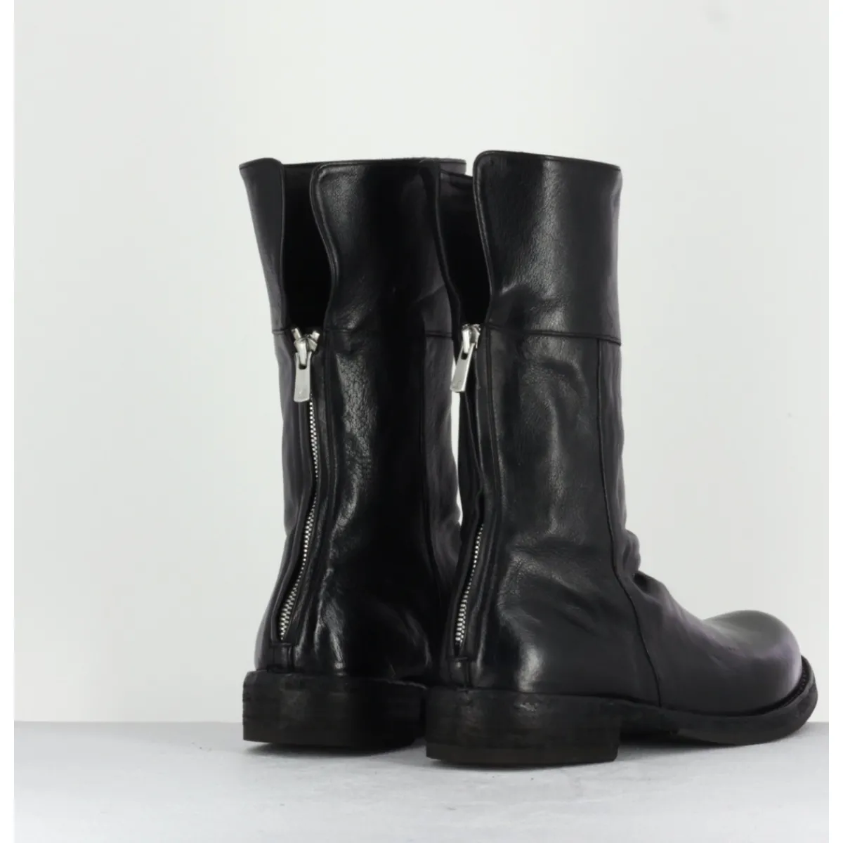 Boots^OFFICINE CREATIVE Boots plates mi-haute en cuir à zip arrière - LEGRAND125H24 NERO NOIR