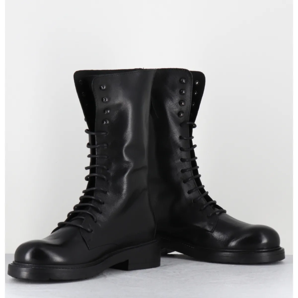 Boots^GARRICE LAB Boots rangers à lacet en cuir bout rond - HANOU DAVIS NERO NOIR