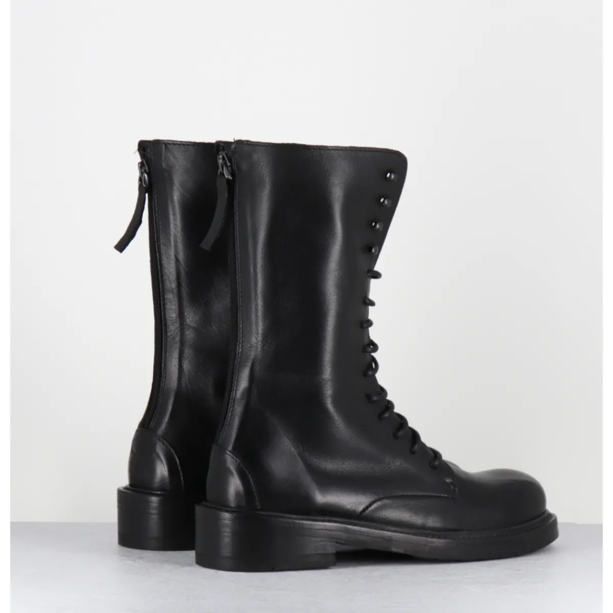 Boots^GARRICE LAB Boots rangers à lacet en cuir bout rond - HANOU DAVIS NERO NOIR