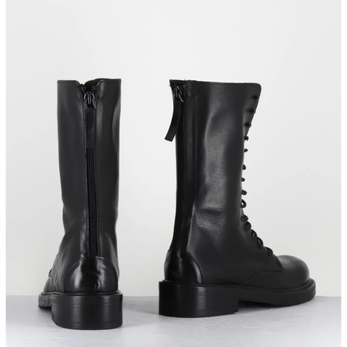 Boots^GARRICE LAB Boots rangers à lacet en cuir bout rond - HANOU DAVIS NERO NOIR