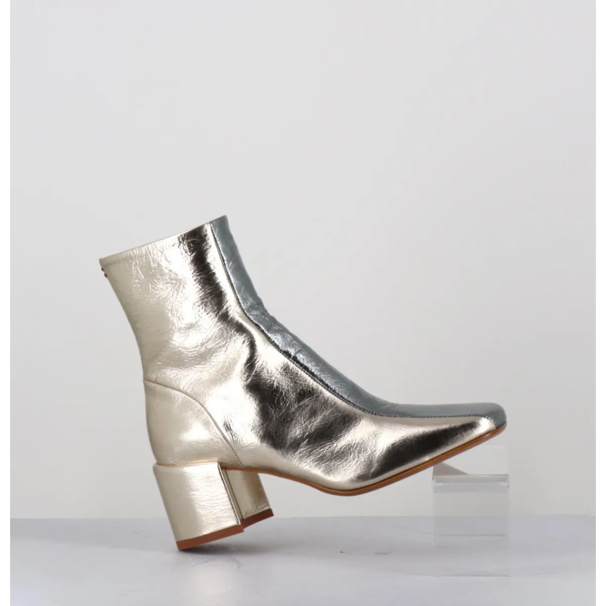Boots^HALMANERA Boots 70s en cuir métallisé or & argent - CECIL13 METAL PLATINO DORE