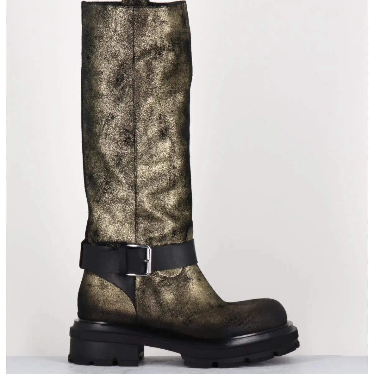 Bottes^ELENA IACHI Boots semelle épaisse or brossé et noir - E4002-L DAZ GOLD BRONZE