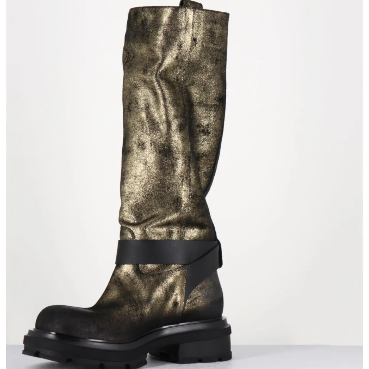 Bottes^ELENA IACHI Boots semelle épaisse or brossé et noir - E4002-L DAZ GOLD BRONZE