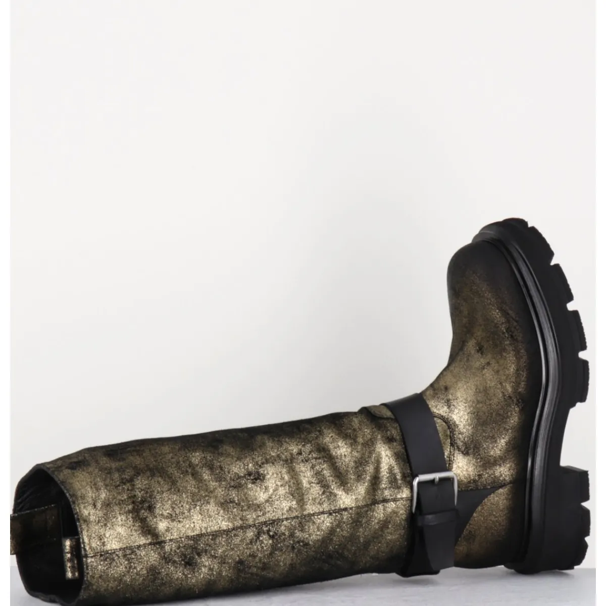 Bottes^ELENA IACHI Boots semelle épaisse or brossé et noir - E4002-L DAZ GOLD BRONZE