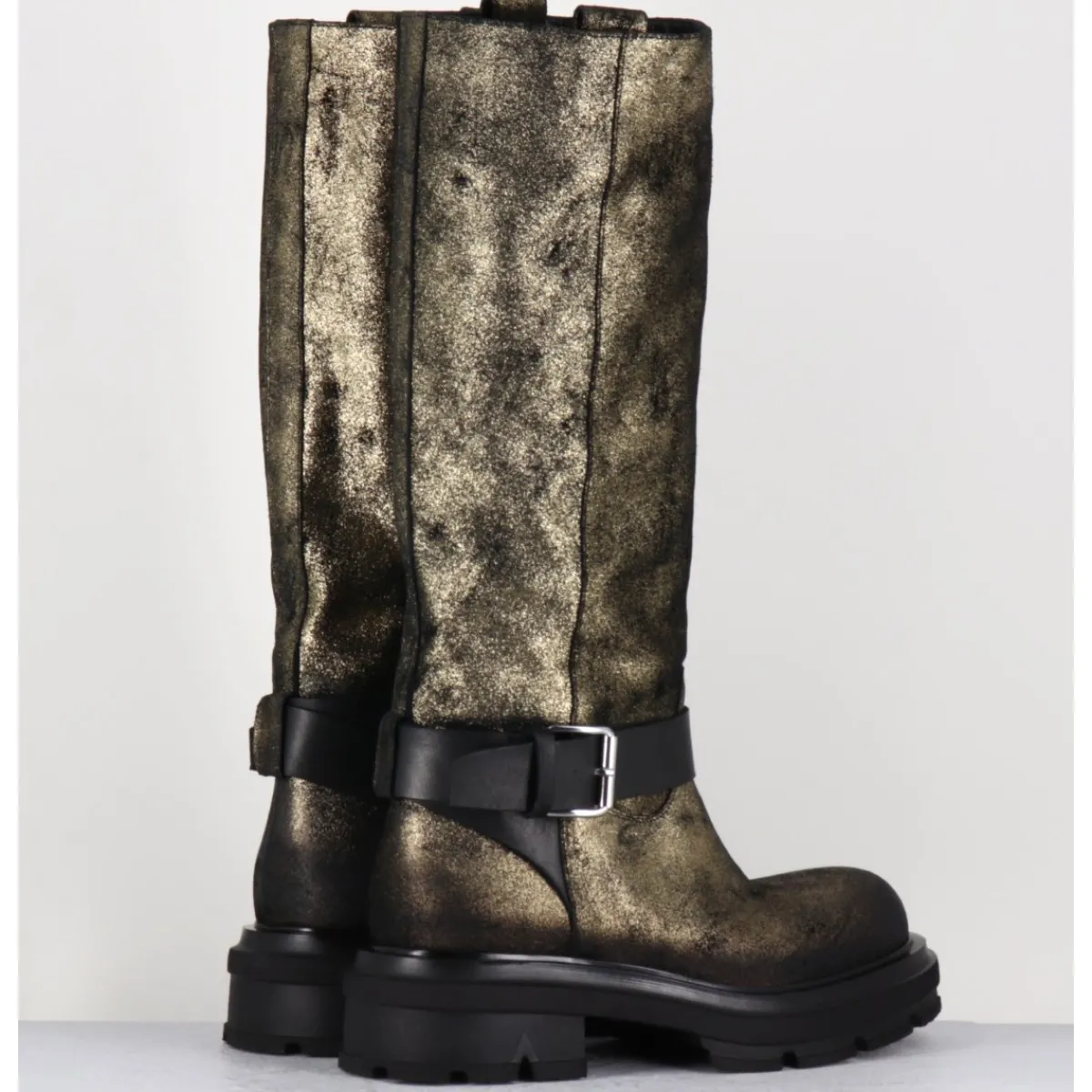 Bottes^ELENA IACHI Boots semelle épaisse or brossé et noir - E4002-L DAZ GOLD BRONZE