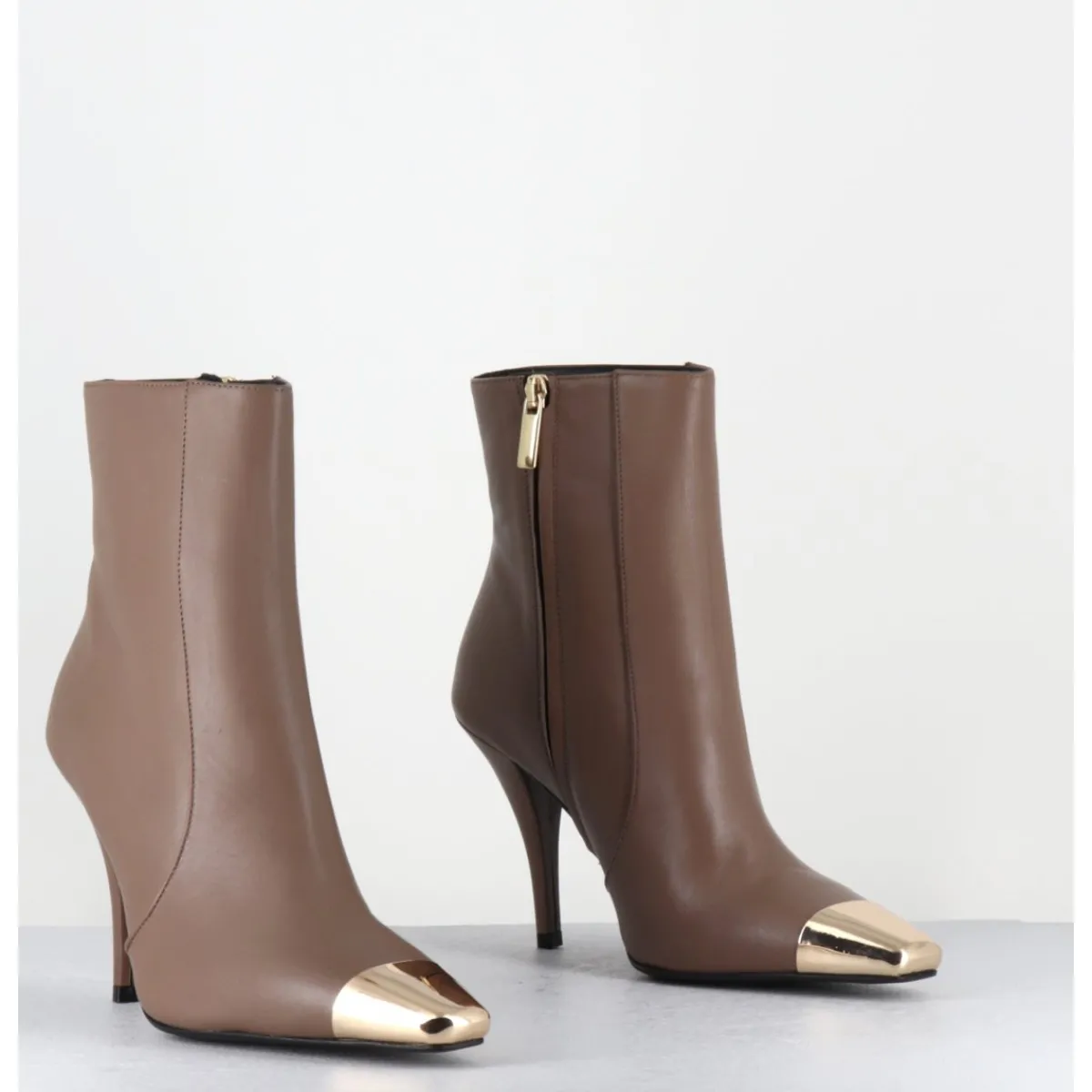 Boots^GARRICE LAB Boots talon haut cuir grège bout or - MECHA3 NAPPA ACERO TAUPE