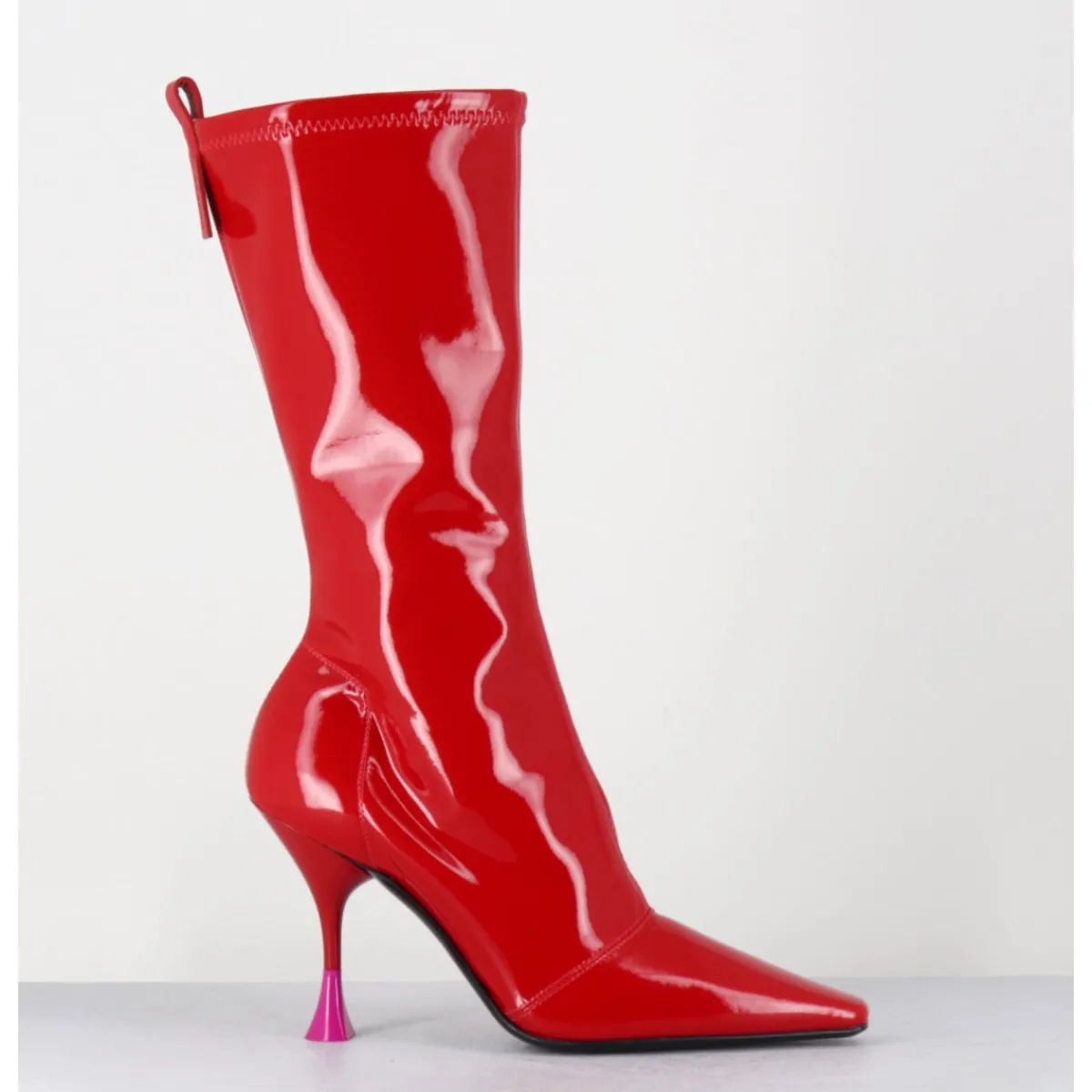 Bottes | Boots^3JUIN Boots talon haut en vernis stretch 90s - GILDA CRIS EROS ROUGE