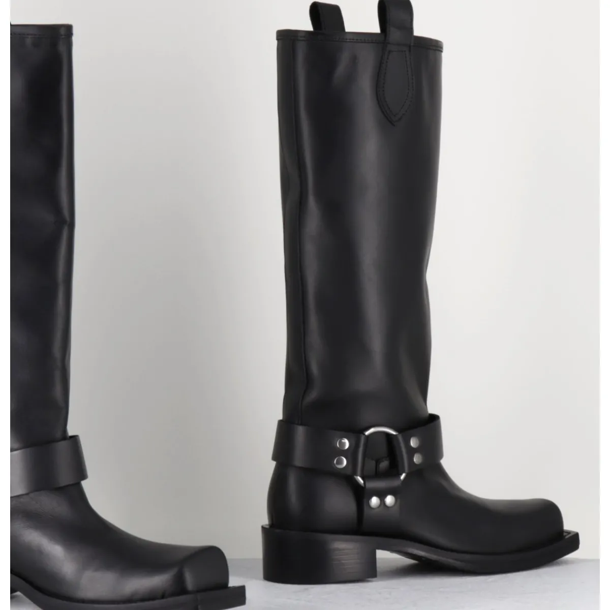 Bottes^ORMEDA Bottes bikers bout carré en cuir - 1613 YORK NERO NOIR