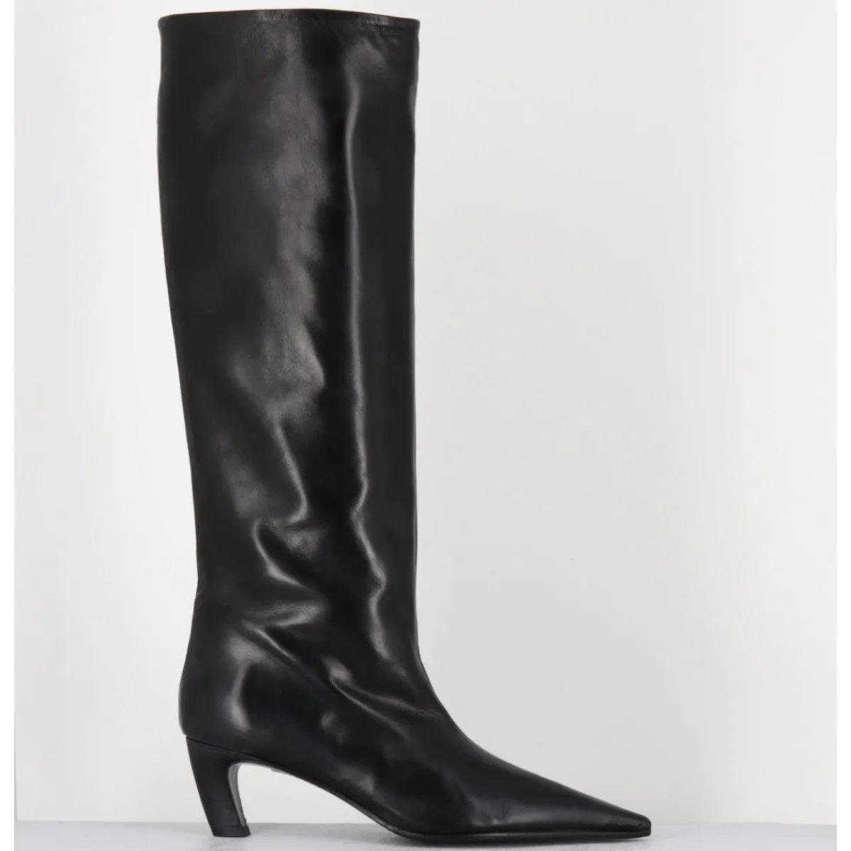 Bottes^THEA MIKA Bottes bout pointu en cuir petit talon - TMC480B NATUR NERO NOIR