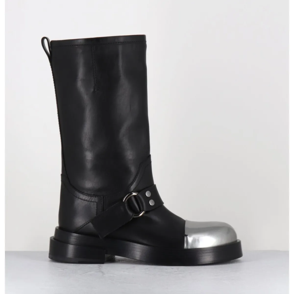 Bottes | Boots^PREMIATA Bottes cavalière en cuir & bout argent - Boots M6813 ISEO NERO NOIR