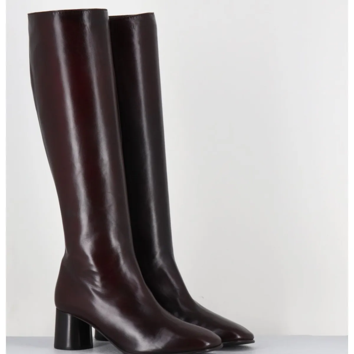 Bottes^GARRICE LAB Bottes en agneau plongé x talon graphique - GARDONE NAPPA RUST BORDEAU