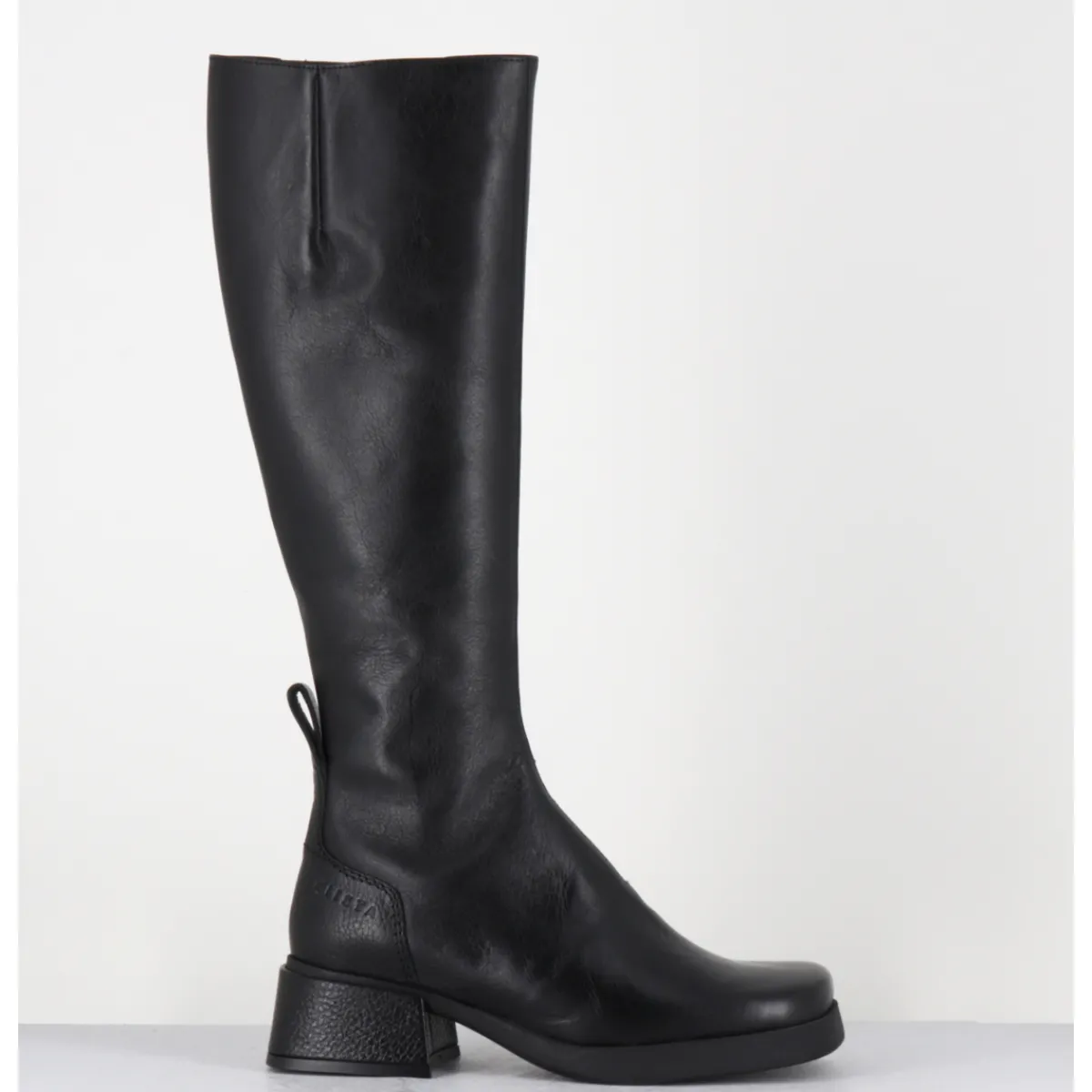 Bottes^E8 BY MIISTA Bottes en cuir bout carré petit talon - BRUNILHDA BLACK TALL NOIR