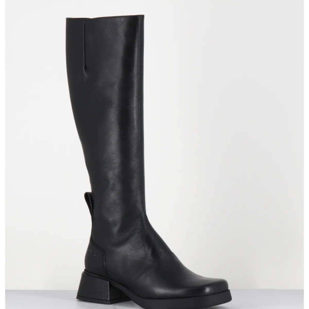 Bottes^E8 BY MIISTA Bottes en cuir bout carré petit talon - BRUNILHDA BLACK TALL NOIR