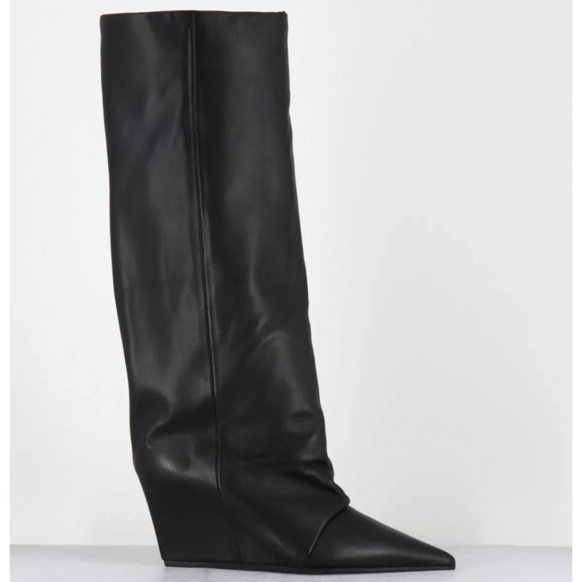 Bottes^VIC MATIE Bottes en cuir bout pointu compensées - 1F2554D DAYTONA BLACK NOIR
