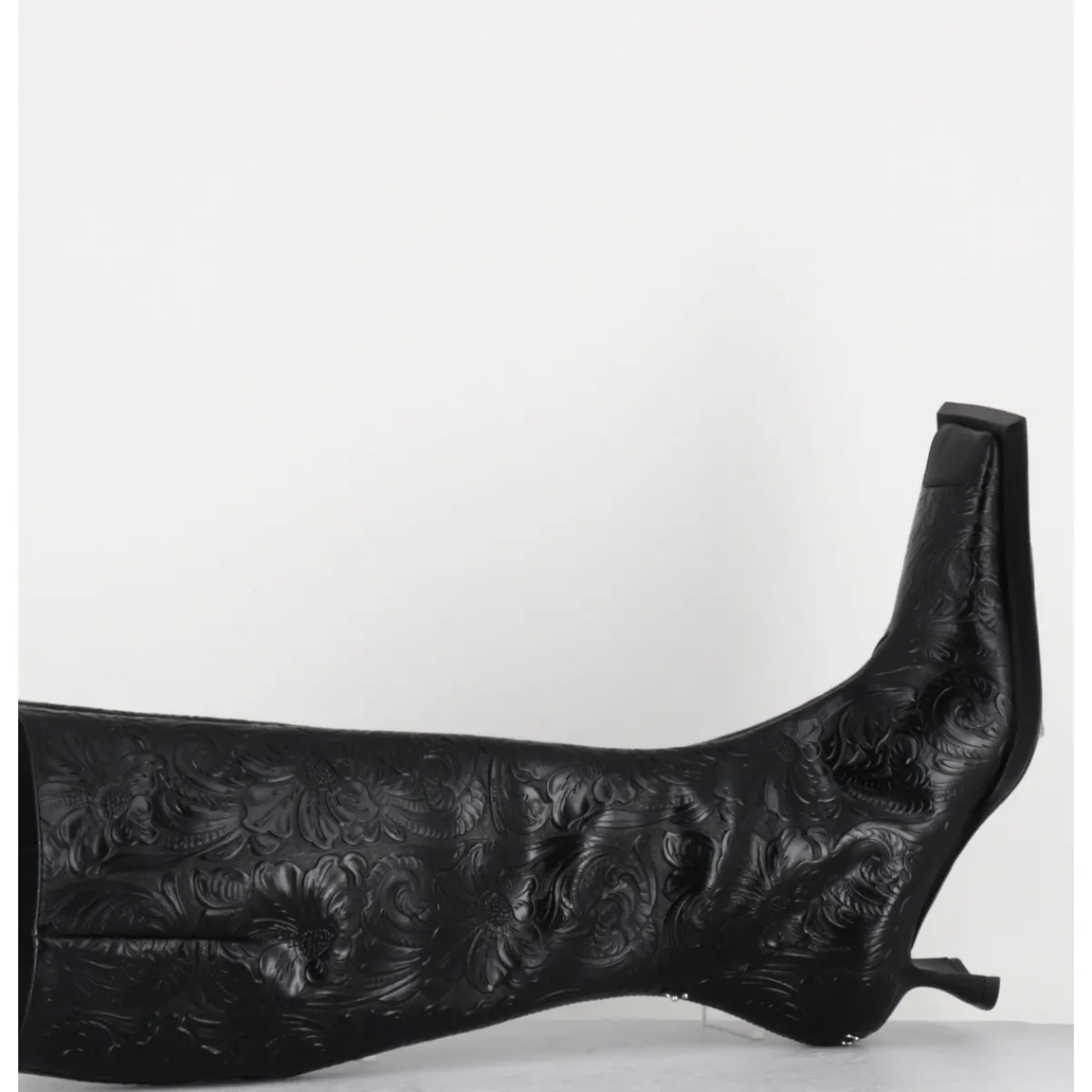 Bottes^MIISTA Bottes en cuir fleuri bout carré & piercings - ALFREDA TALL BOOTS NOIR