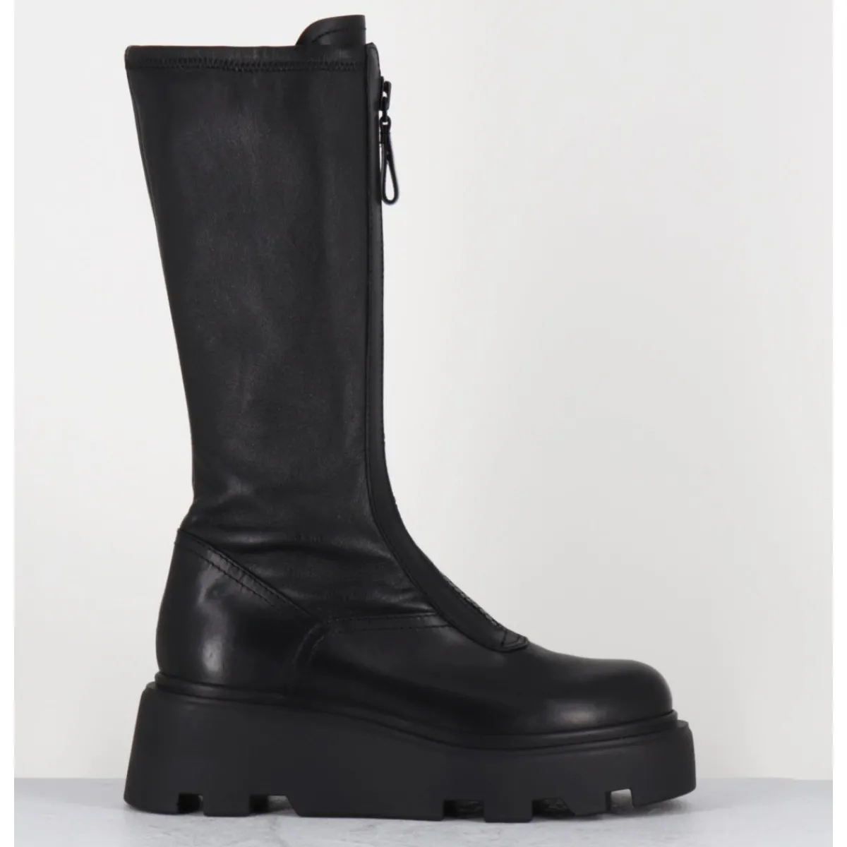 Bottes^PREMIATA Bottes en cuir stretch & zip central - M6622 RANCH NERO NOIR