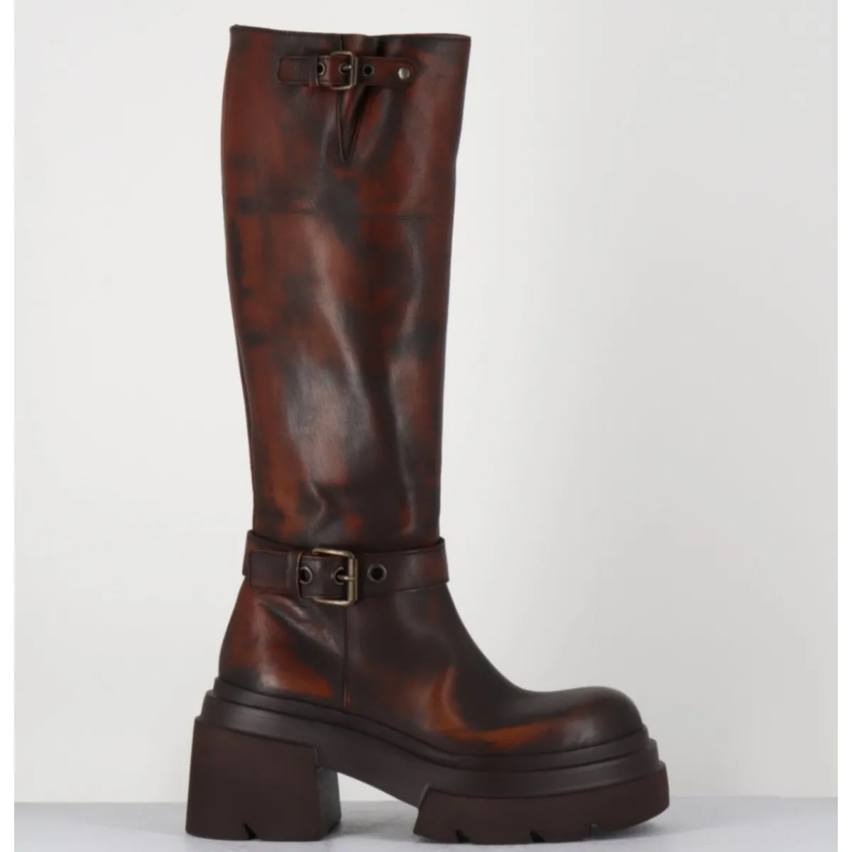 Bottes^ELENA IACHI Bottes en cuir vieilli semelle légère - E3772H24 BETA CUOIO MARRON