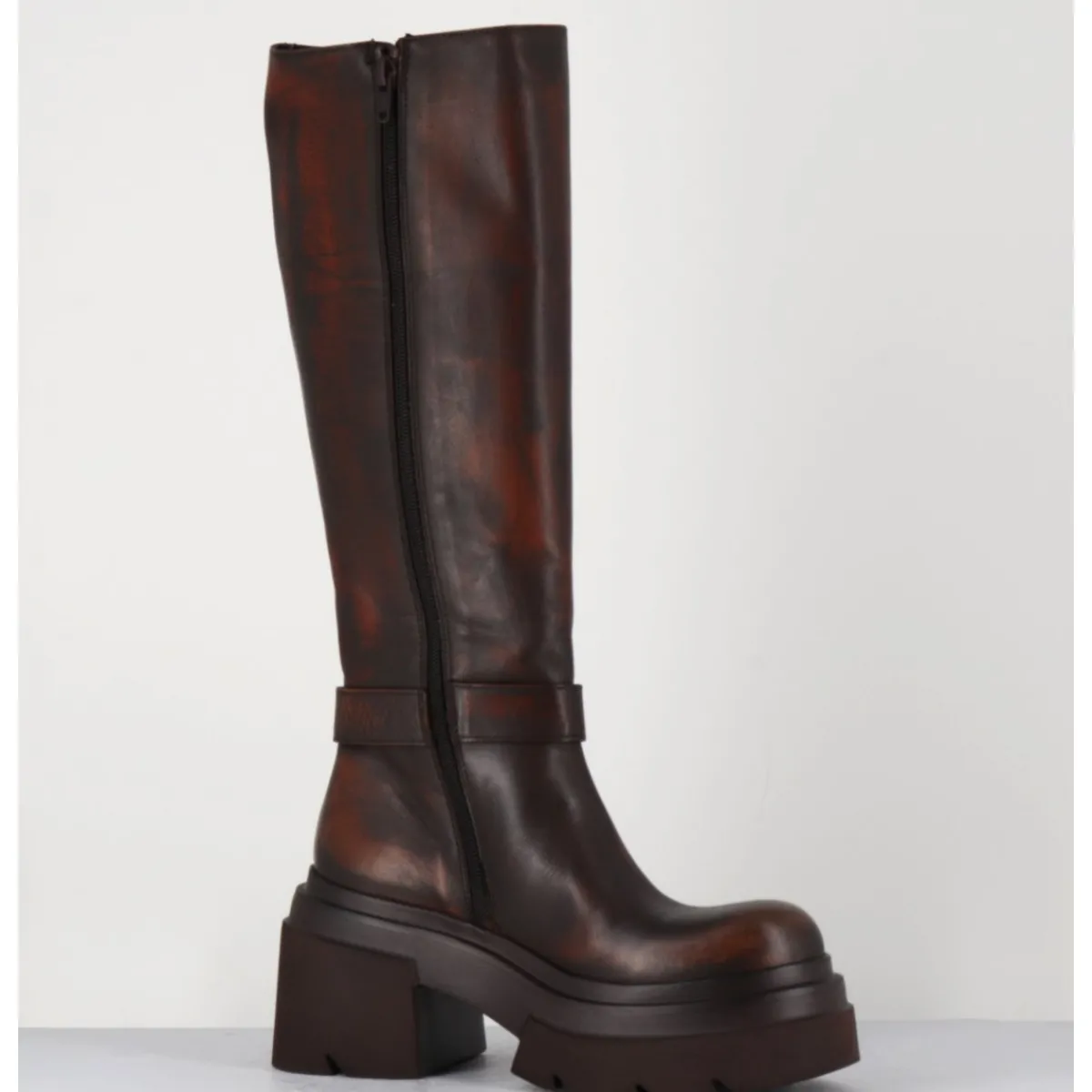 Bottes^ELENA IACHI Bottes en cuir vieilli semelle légère - E3772H24 BETA CUOIO MARRON