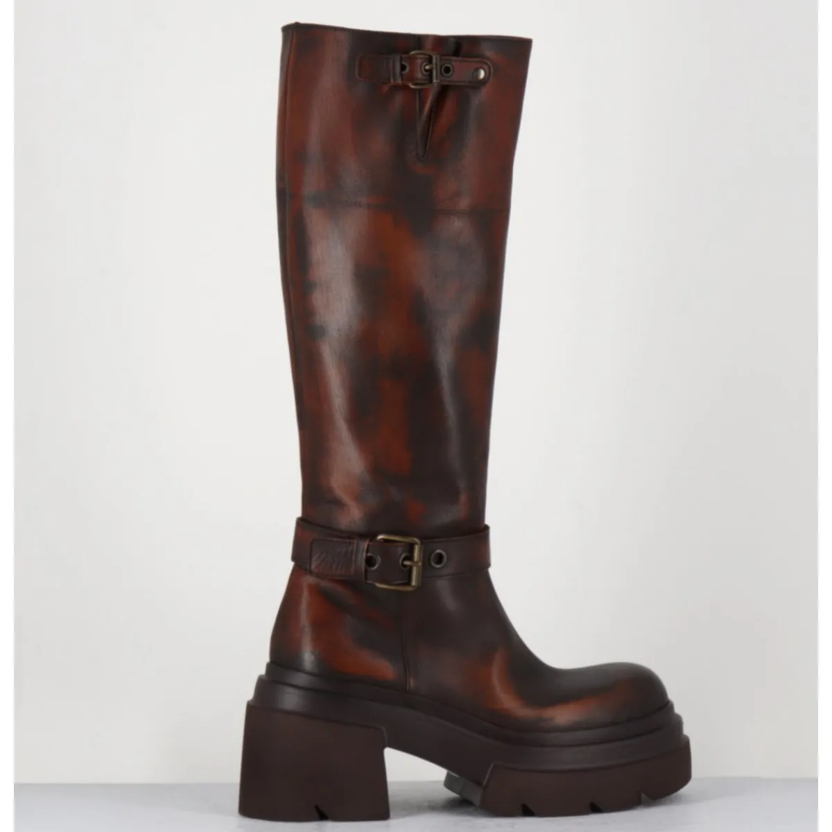 Bottes^ELENA IACHI Bottes en cuir vieilli semelle légère - E3772H24 BETA CUOIO MARRON