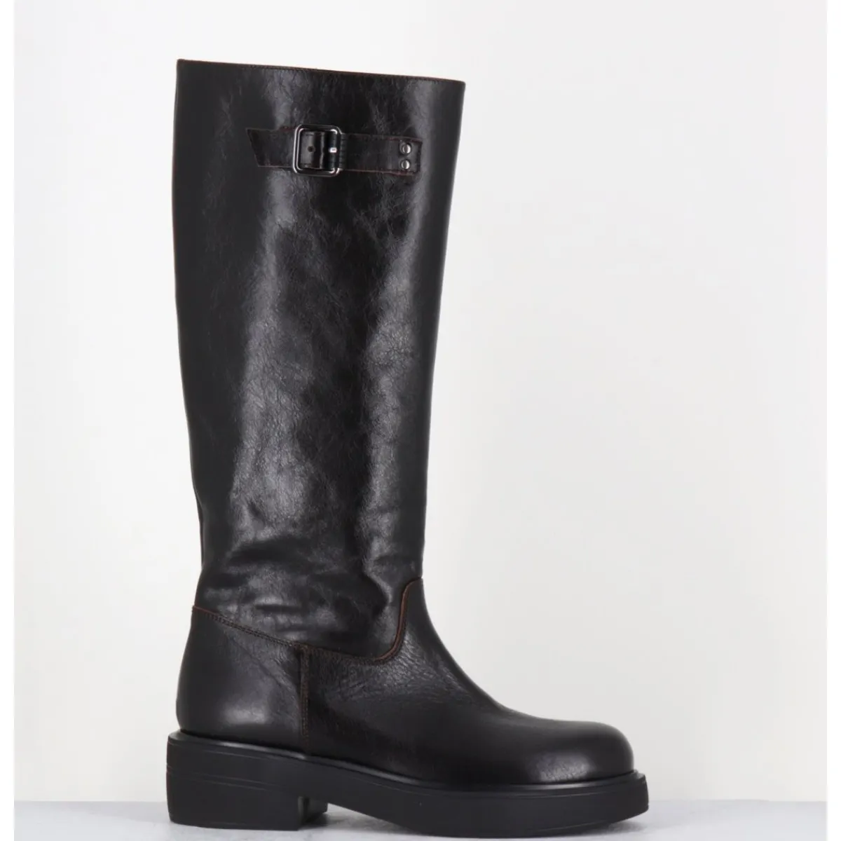 Bottes^GARRICE LAB Bottes esprit cavalière en cuir - TORI MORODER T MORO MARRON