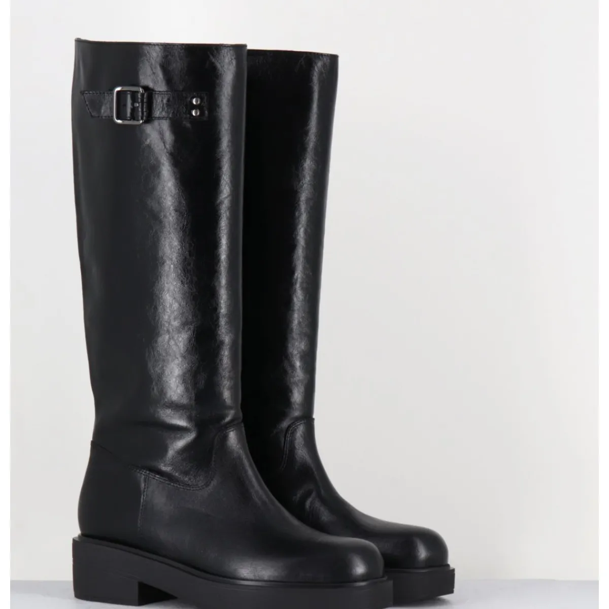 Bottes^GARRICE LAB Bottes esprit cavalière en cuir - TORI MORODER NERO NOIR