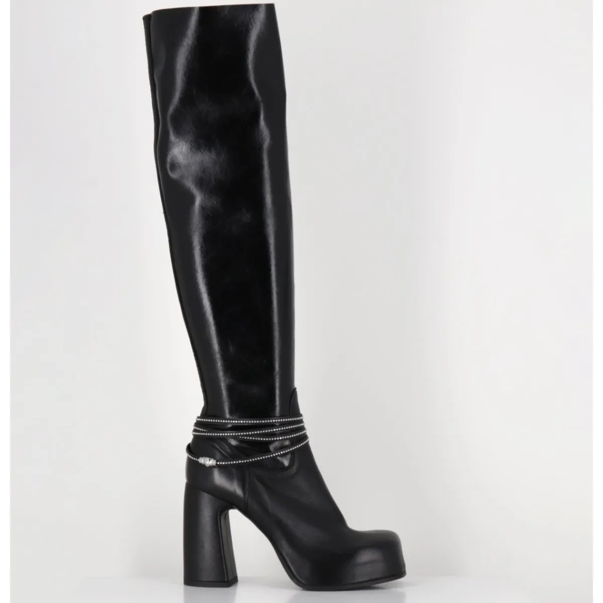 Bottes | Plateformes^GARRICE LAB Bottes hautes cuir & bijou à plateforme - WONDER GLOVE NERO NOIR