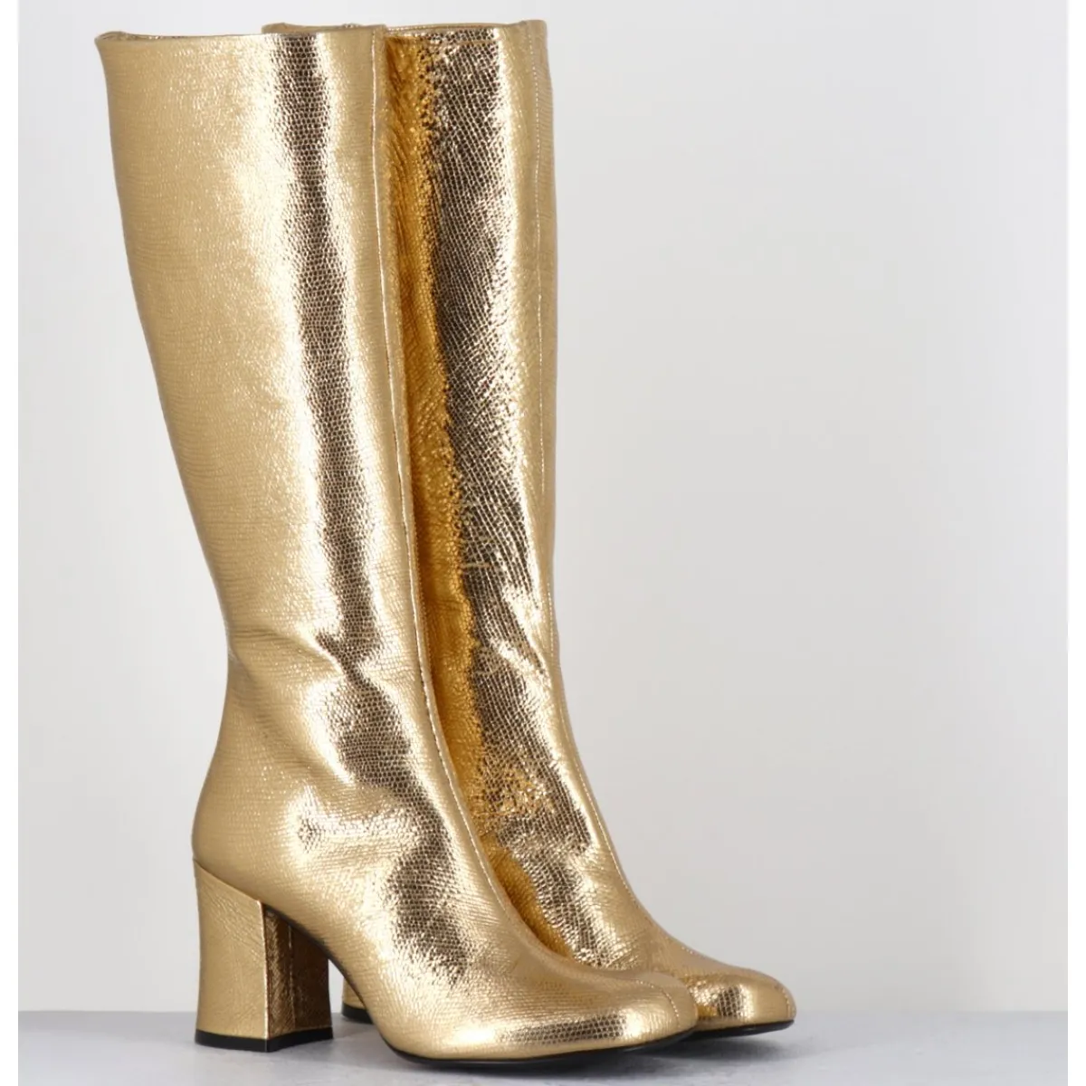 Bottes^GARRICE LAB Bottes 60s en cuir métallisé cotte de maille doré - AH2983 DIAMANTE ORO DORE