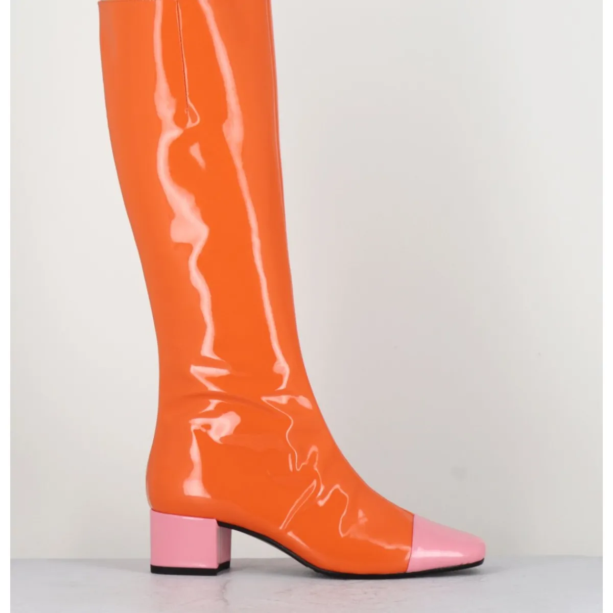 Bottes^CAREL Bottes 60s vernis & rose - MALAGA VERNIS MANDARINE ORANGE