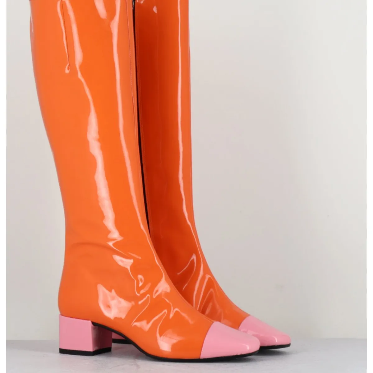 Bottes^CAREL Bottes 60s vernis & rose - MALAGA VERNIS MANDARINE ORANGE