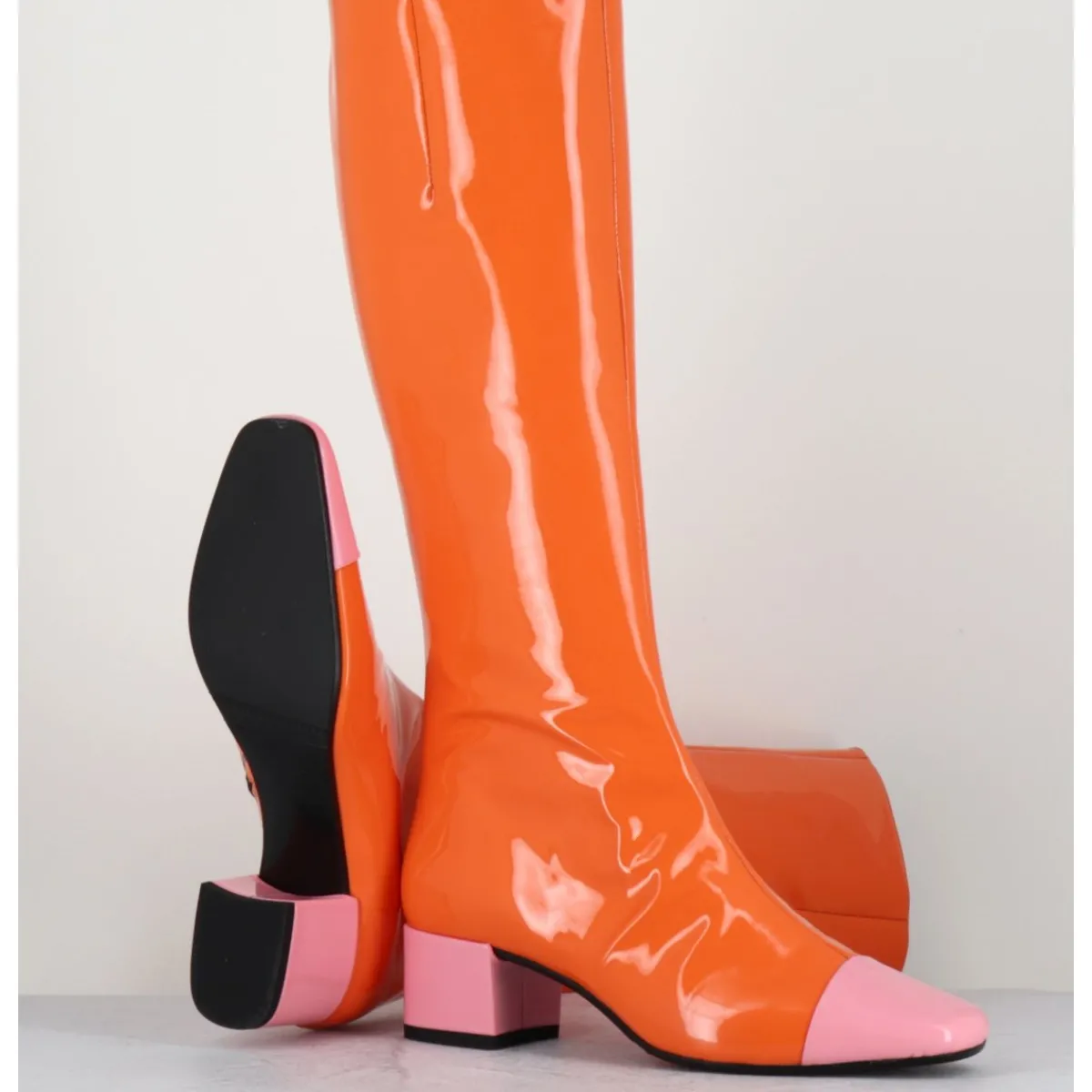 Bottes^CAREL Bottes 60s vernis & rose - MALAGA VERNIS MANDARINE ORANGE
