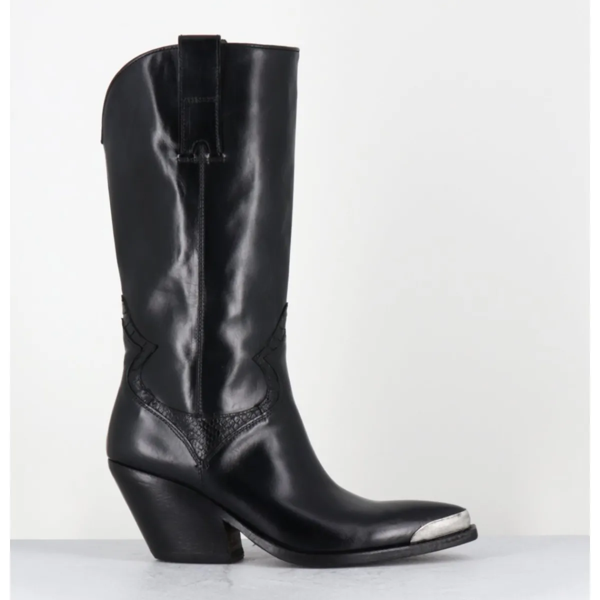 Bottes | Santiags^JO GHOST Bottes santiags en cuir serpent & bout métal - 4912 DIVER NERO NOIR