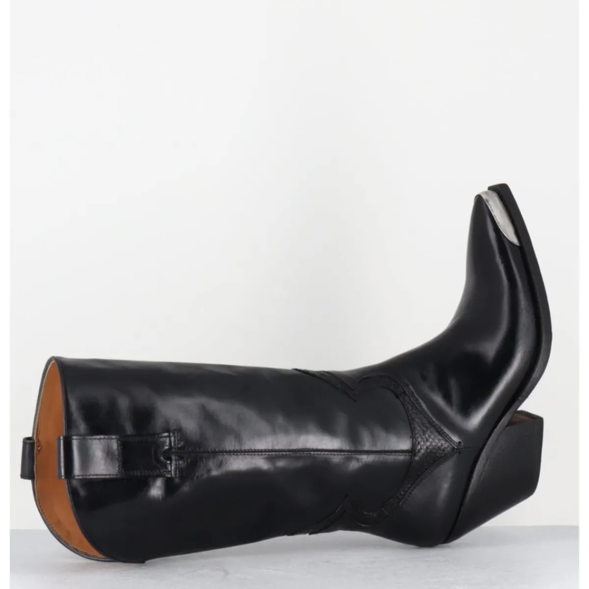 Bottes | Santiags^JO GHOST Bottes santiags en cuir serpent & bout métal - 4912 DIVER NERO NOIR