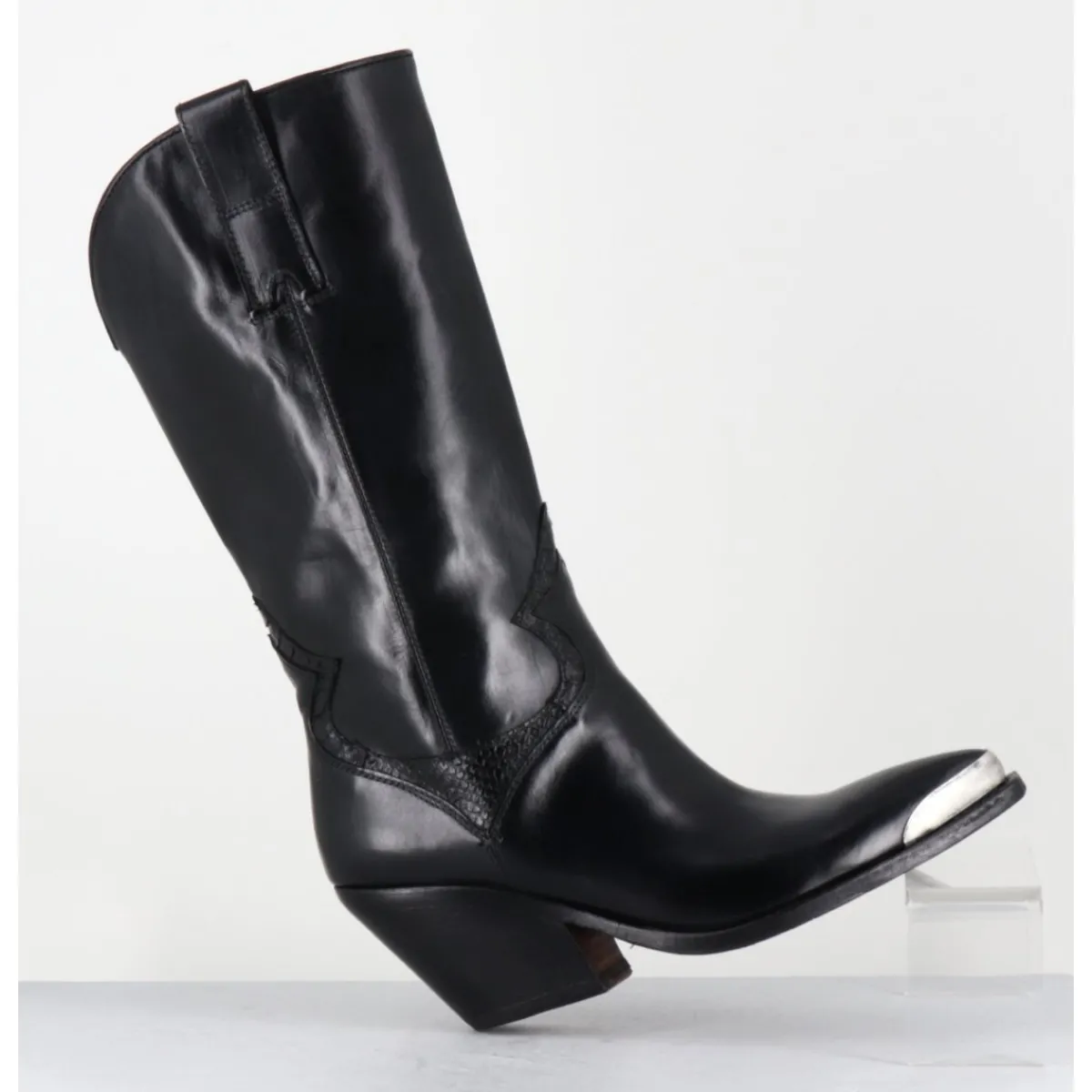Bottes | Santiags^JO GHOST Bottes santiags en cuir serpent & bout métal - 4912 DIVER NERO NOIR